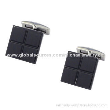 Stainless steel cufflinks, interval plating IP black and fashionable